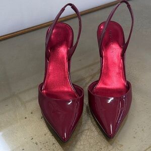 Marc Fisher Glossy Burgundy Slingback Heels
